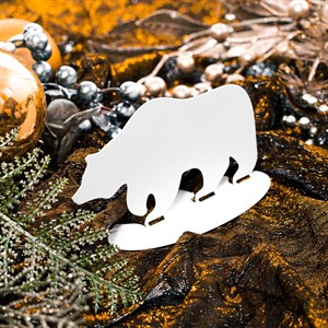 Фигурка настольная Медведь новогодняя металл белый 700-001W - фото 126719