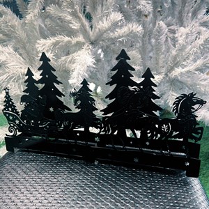 Подсвечник новогодний Упряжка лошадей длина 38см металл 730-089B - фото 126720