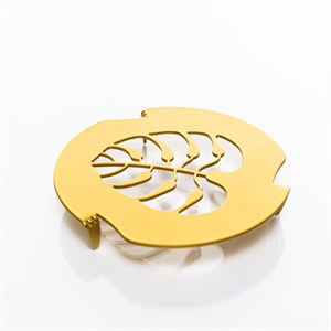 Подставка под горячее Монстера металл золотая 16см 300-132G - фото 126766