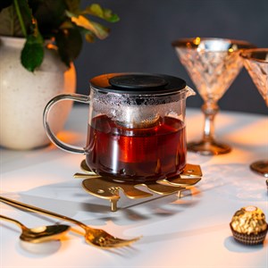 Подставка под горячее Лист монстеры металл золотой 14см 300-131G - фото 126775