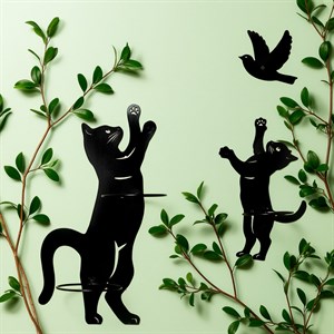 Подставка настенная Котёнок на 1 растение со съёмным кольцом металл 150-204B