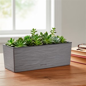 Кашпо балконное La Decoro 50см 10л серый жемчуг/вставка чёрный