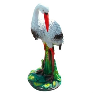 Фигура садовая Аист с лягушкой полистоун 85 см F01218 - фото 126794
