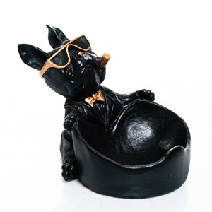 Конфетница декоративная Бульдог чёрно-золотая полистоун U09392B - фото 126880