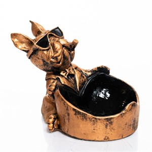 Конфетница декоративная Бульдог золотая полистоун U09392G - фото 126887