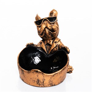 Конфетница декоративная Бульдог золотая полистоун U09392G - фото 126888