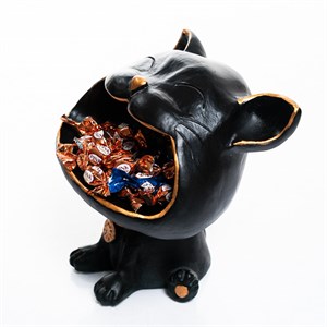 Конфетница декоративная Котэ чёрно-золотой полистоун U09396B - фото 126891