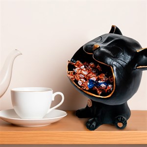 Конфетница декоративная Котэ чёрно-золотой полистоун U09396B - фото 126894