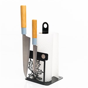 Подставка для бумажных полотенец с магнитным держателем ножей металл 300-062B - фото 126912