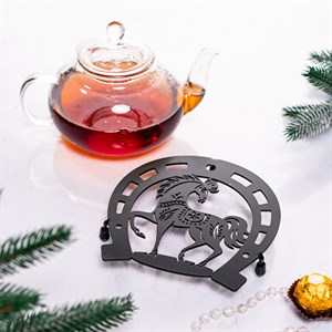 Подставка под горячее Лошадь металл чёрная 300-133B - фото 127016