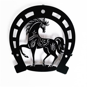 Подставка под горячее Лошадь металл чёрная 300-133B - фото 127017