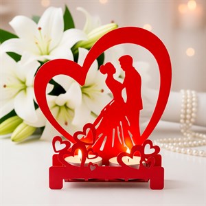 Подсвечник Танцующая пара настольный декоративный металл красный 730-061R - фото 127115
