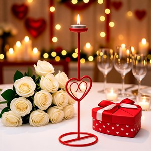 Подсвечник настольный кованый под одну свечу красный 607-14-R