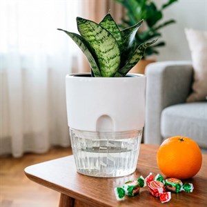 Горшок Аквадуэт 1,5л белый с поддоном