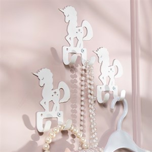 Крючок двойной настенный для детских вещей Единорог 702-005W - фото 127241