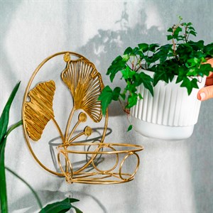 Подставка настенная на 1 цветок золотая металл 15-117G - фото 127284