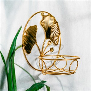 Подставка настенная на 1 цветок золотая металл 15-117G - фото 127285