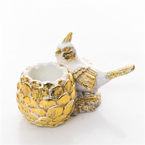 Подставка декоративная Птичка интерьерная бело-золотая U09351-GW - фото 127290