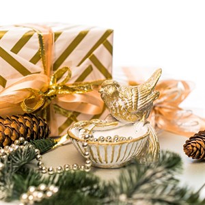 Подставка для украшений и мелочей Птичка декоративная бело-золотая U09227-WG - фото 127293