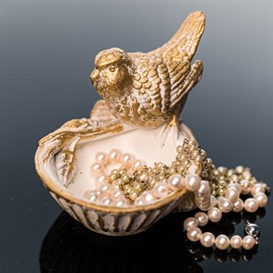 Подставка для украшений и мелочей Птичка декоративная бело-золотая U09227-WG - фото 127294