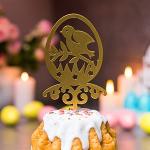 Штекер пасхальный Цыплёнок металл золотой 750-006G - фото 127296