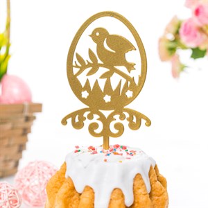 Штекер пасхальный Цыплёнок металл золотой 750-006G - фото 127297