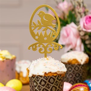 Штекер пасхальный Цыплёнок металл золотой 750-006G