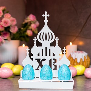 Подставка для яиц на Пасху металлическая белая 750-016W - фото 127330