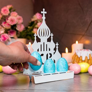 Подставка для яиц на Пасху металлическая белая 750-016W