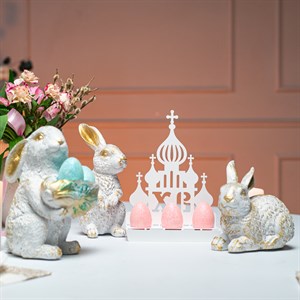 Подставка для яиц на Пасху металлическая белая 750-016W - фото 127334