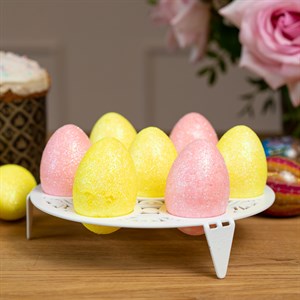 Подставка для пасхальных яиц круглая металлическая белая 750-017W - фото 127345