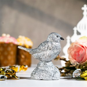 Фигура декоративная Воробей полистоун серебро высота 11см U08955-S - фото 127354