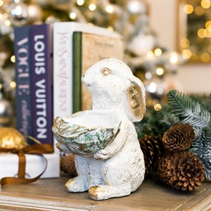 Фигура кашпо садовая бело-золотая Зайчонок с салатом U09090-WG - фото 127391