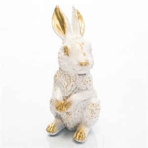Фигура декоративная Зайчонок бело-золотой 16см U09089-WG - фото 127395