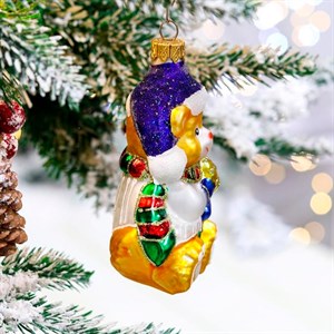 Игрушка ёлочная Мишка с шишкой 11см - фото 95514